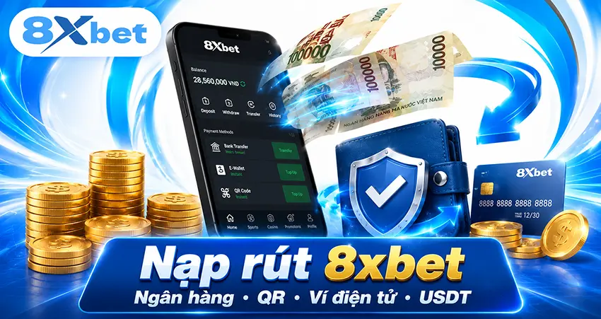 Bốn kênh nạp rút tại 8xbet và thời gian ghi nhận của từng kênh